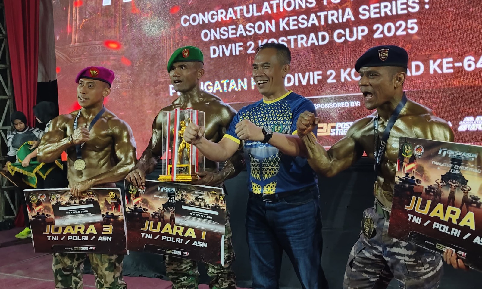 Prajurit Yonif 5 Marinir Ikuti Kejuaraan Body Contest Piala Pangdivif 2 Kostrad Cup Tahun 2025