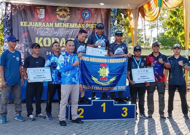 Atlet Nembak Yonif 3 Marinir Raih Juara Lomba Menembak Pistol HUT Ke 63 Kopaska