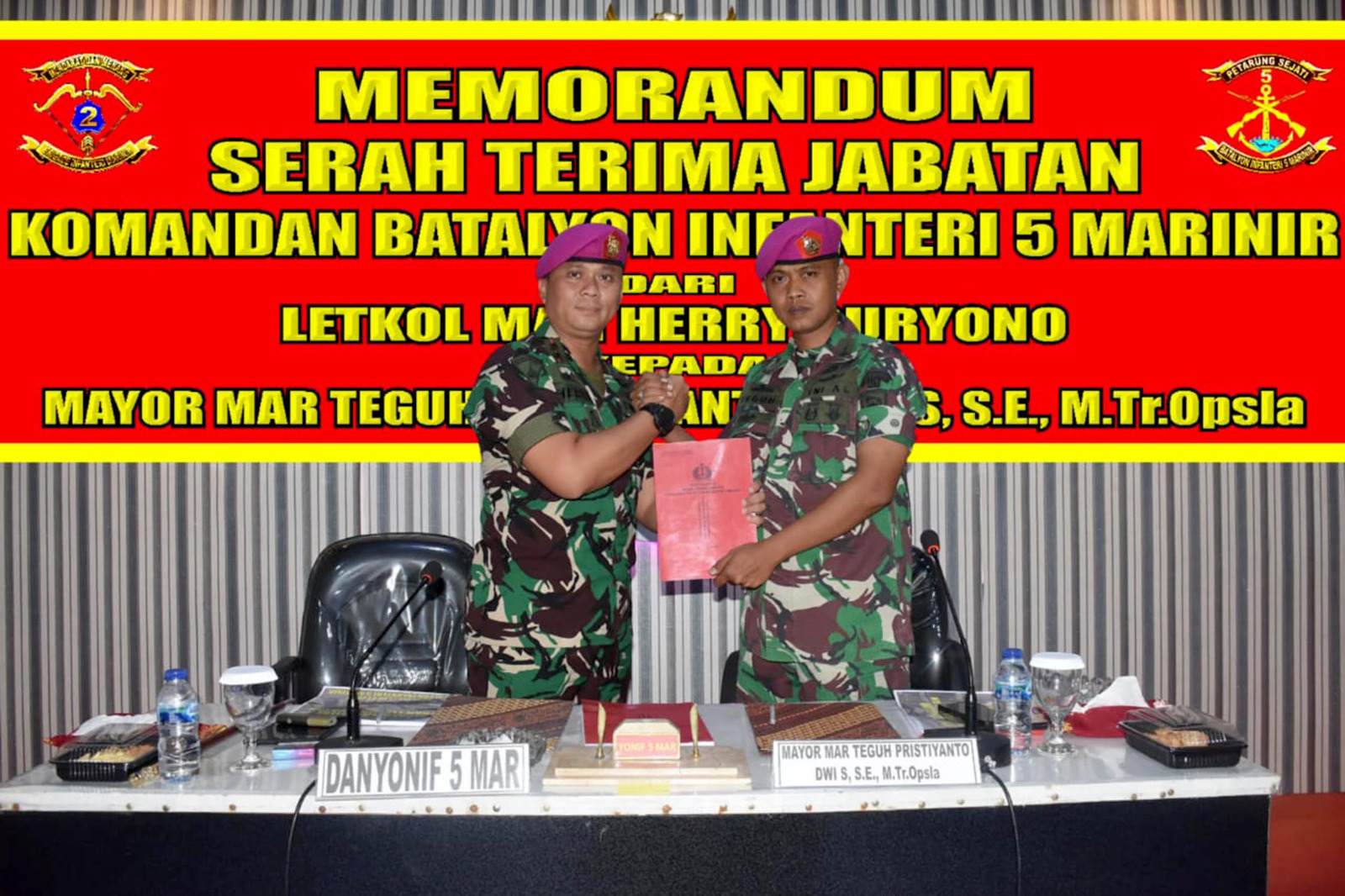 Danyonif 5 Marinir Laksanakan Memorandum Serah Terima Jabatan