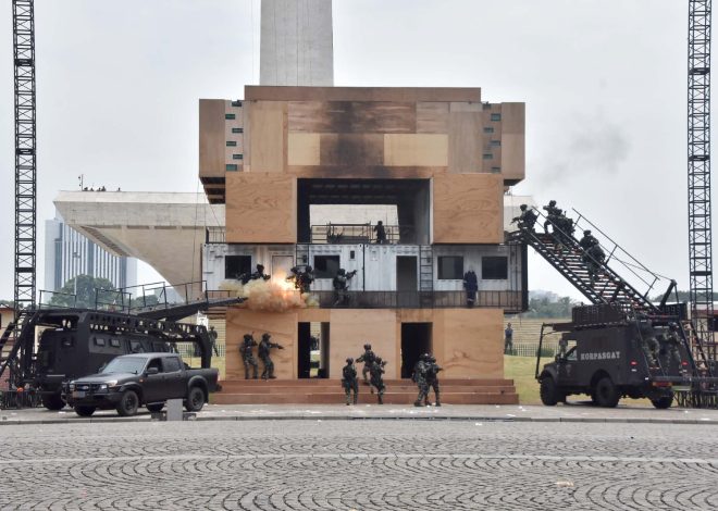 Prajurit Brigif 2 Marinir Berlatih Dengan Keras Pada Persiapan Upacara Peringatan HUT TNI Ke 80 Di Monas